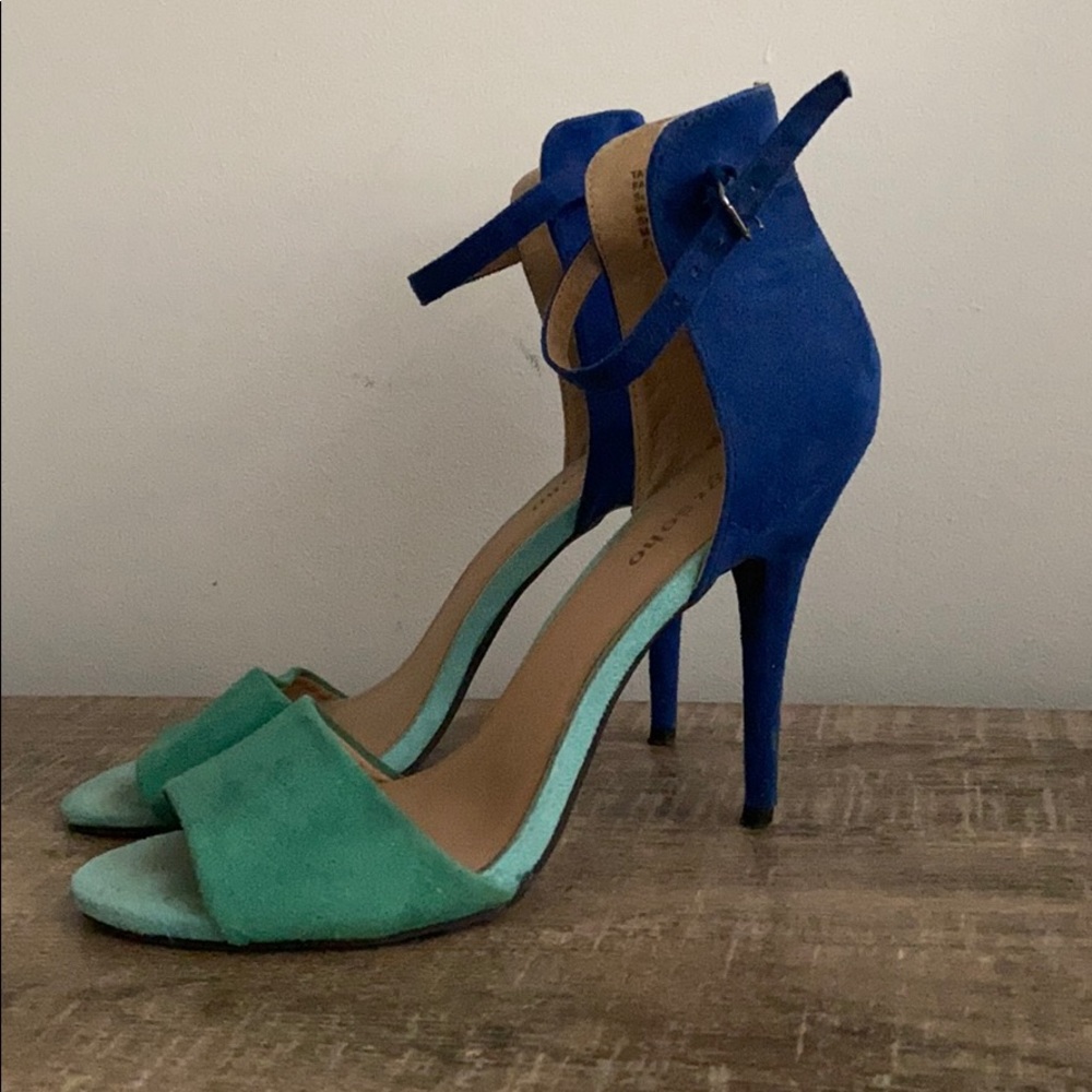 REDUCED! Zigi Soho Blue and Green Suede Heels, 8.5